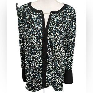 The Limited Multicolor Print Top With Black Trim Long Sleeve Size Large